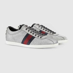 silver glitter gucci sneakers